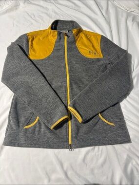 Harley-Davidson Fleece Jacket Gray & Mustard Yellow Full Zip Motorcycle XL